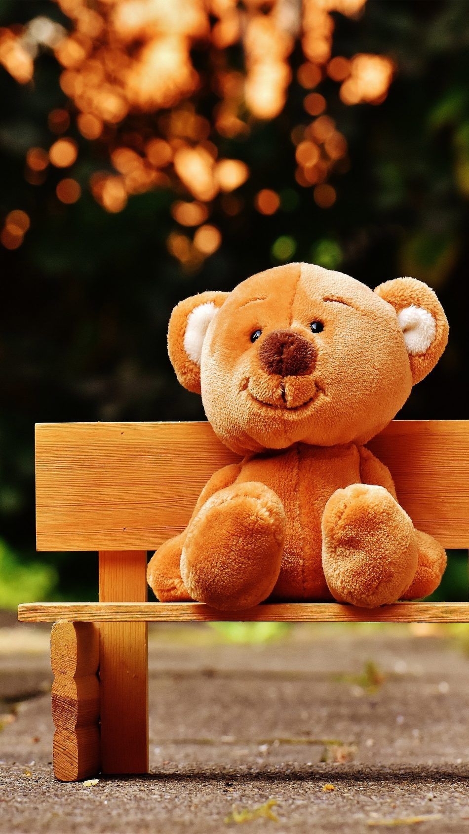 950x1690 Cute Teddy Bear Park Bench 4k Ultra HD Mobile Wallpaper, Phone