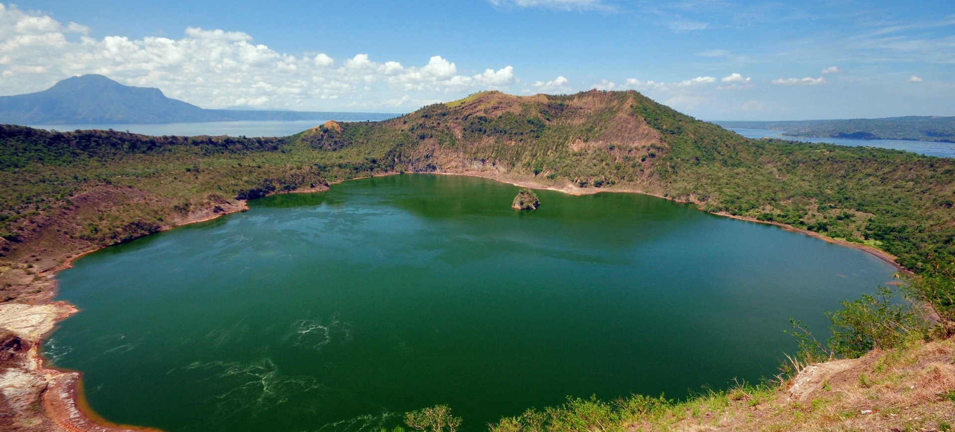 1920x870 Crater Lake Taal Volcano Philippines, Dual Screen