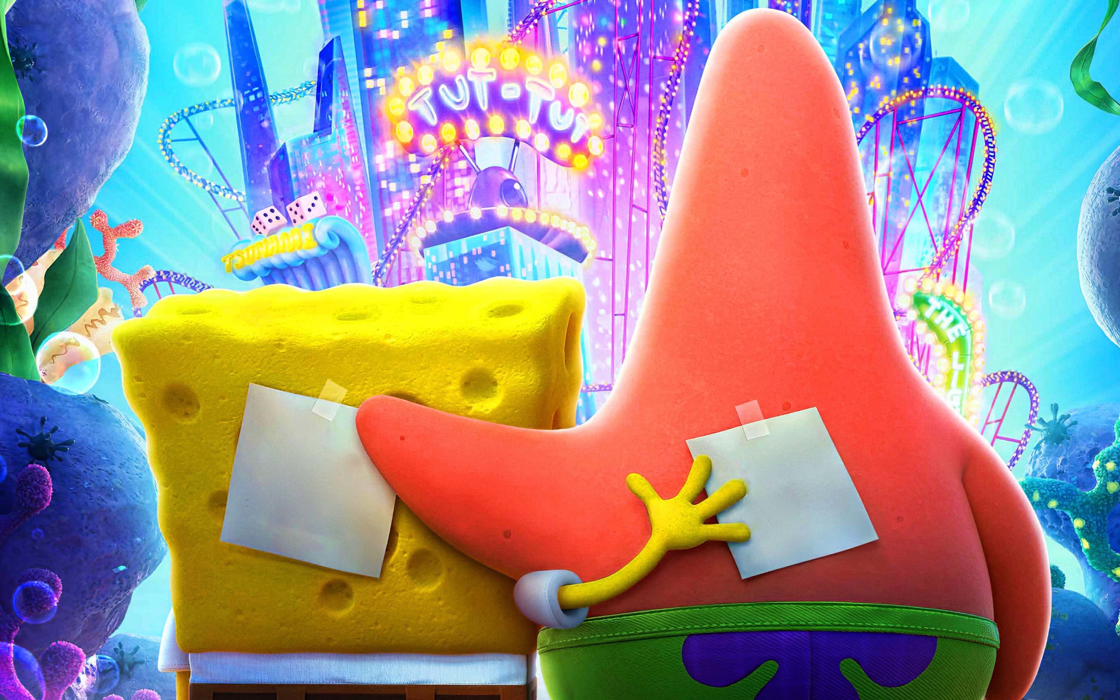 3840x2400 Download wallpaper 4k, SpongeBob SquarePants, Patrick Star, creative, 2020 movie, The SpongeBob Movie Sponge on the Run, poster, SpongeBob for desktop with resolution. High Quality HD picture wallpaper, Desktop