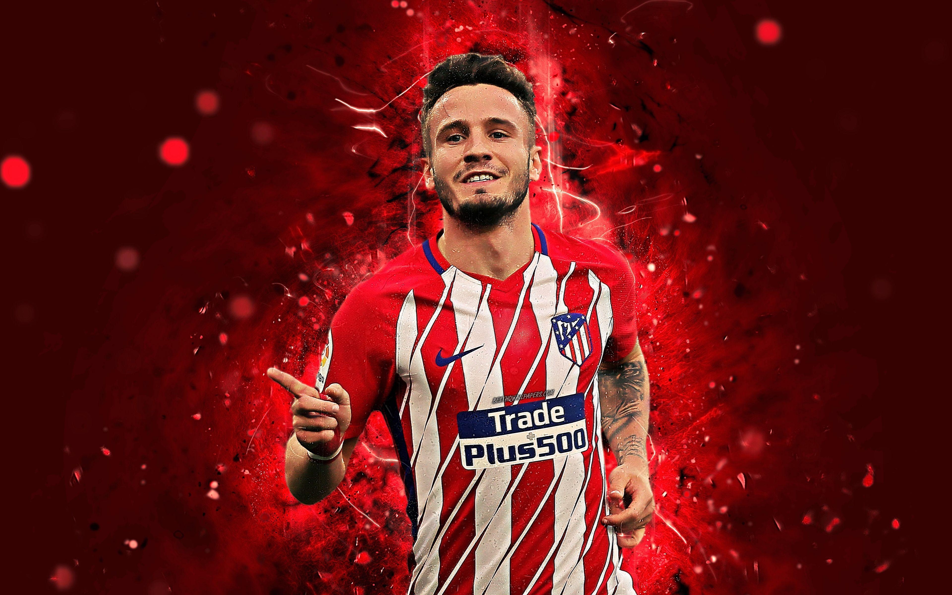 3840x2400 Download wallpaper Saul Niguez, 4k, abstract art, football, Desktop