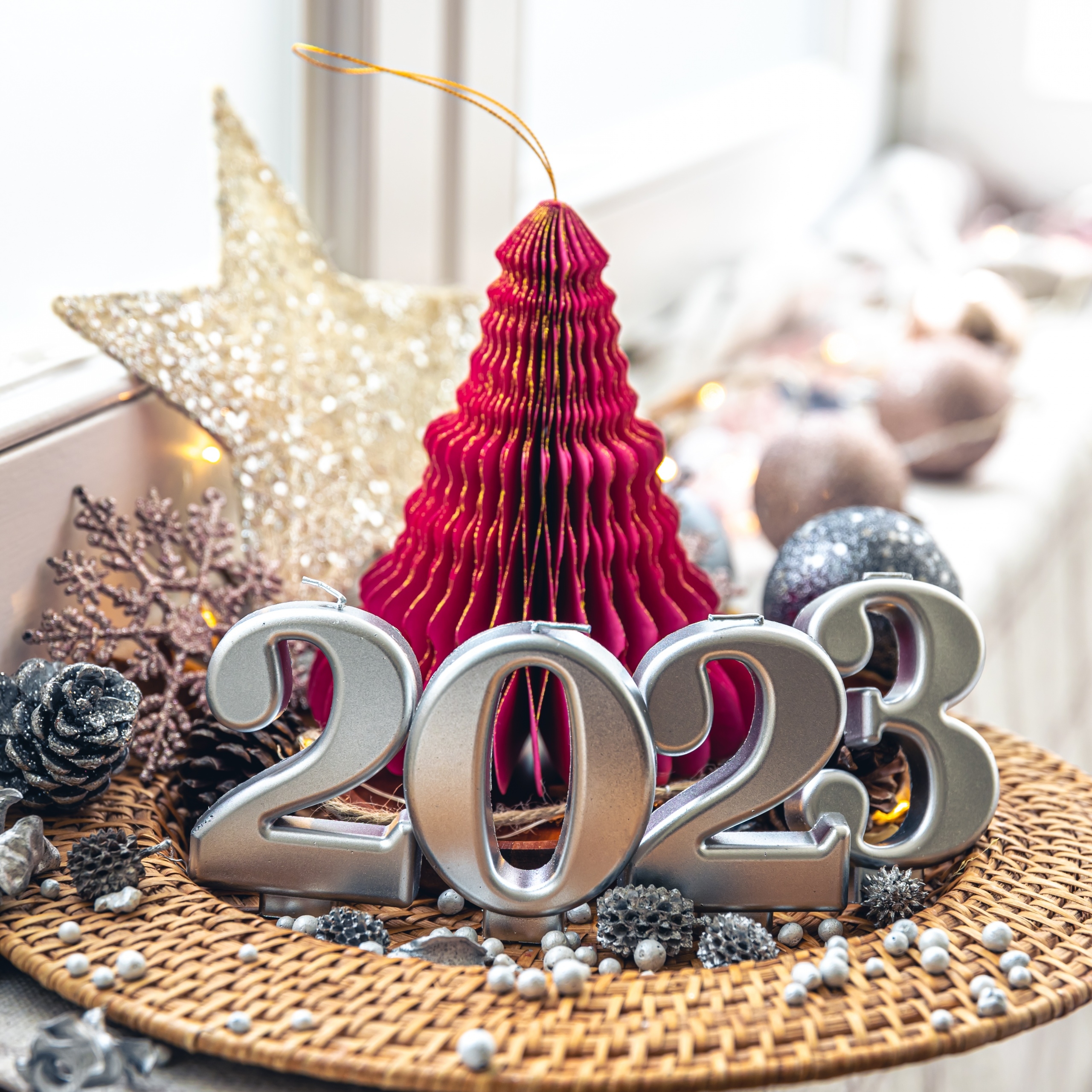 2560x2560 2023 New Year Wallpaper 4K, Happy New Year, Celebrations Christmas, Phone