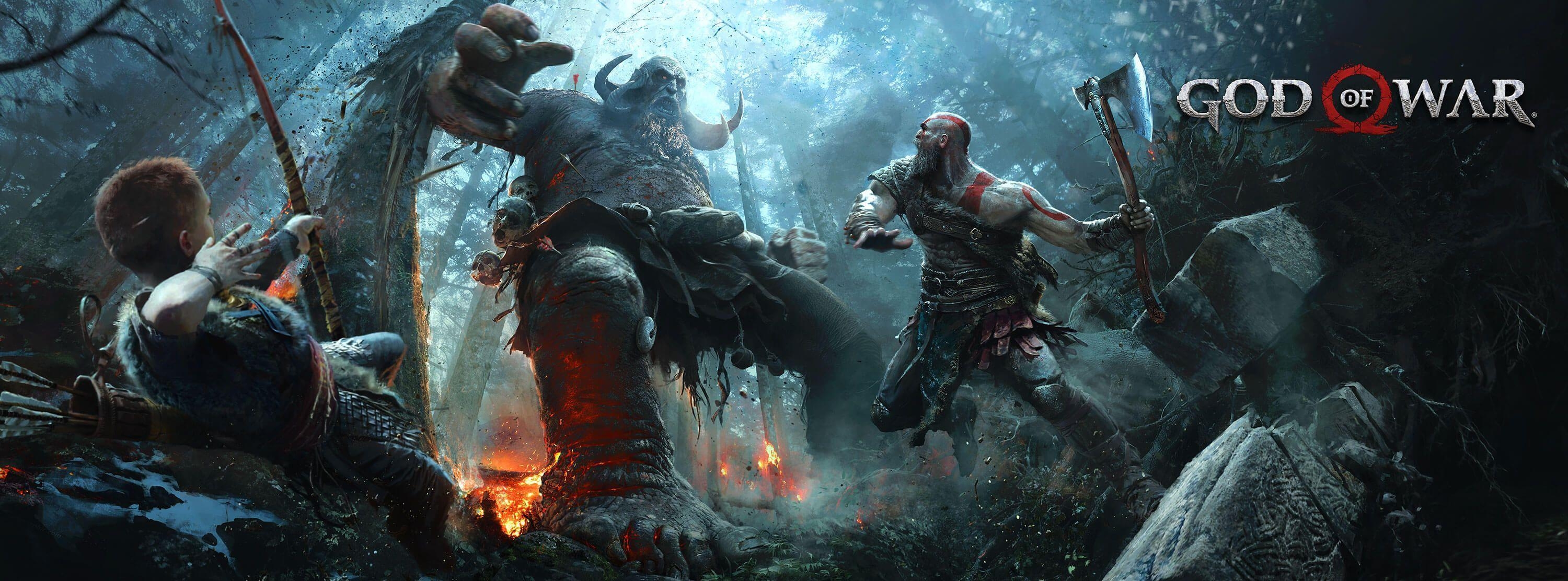 3000x1120 God of War 4 Wallpaper Free God of War 4 Background, Dual Screen