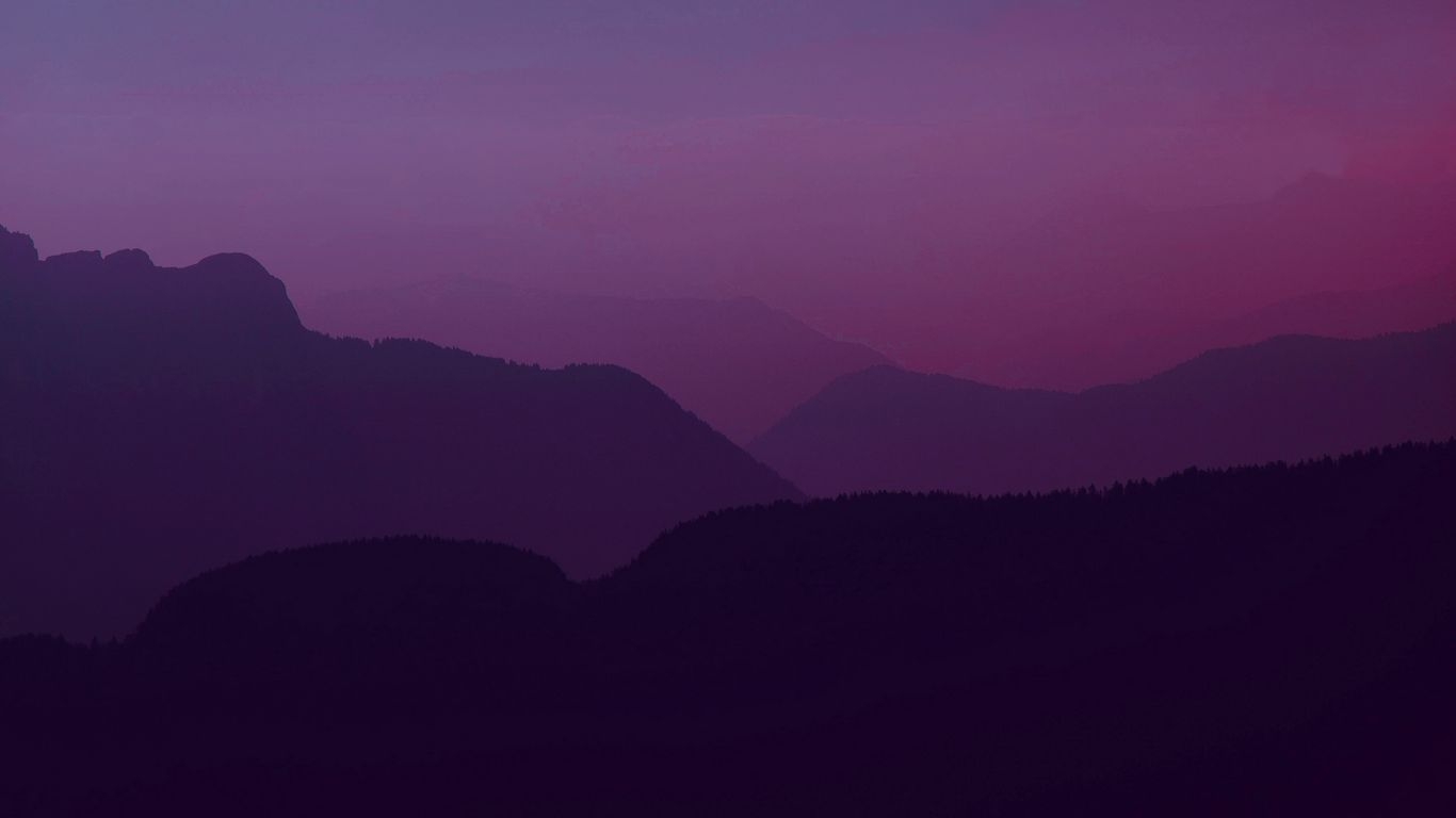 1370x770 Download wallpaper  mountains, twilight, landscape, dark, purple tablet, laptop HD background, Desktop