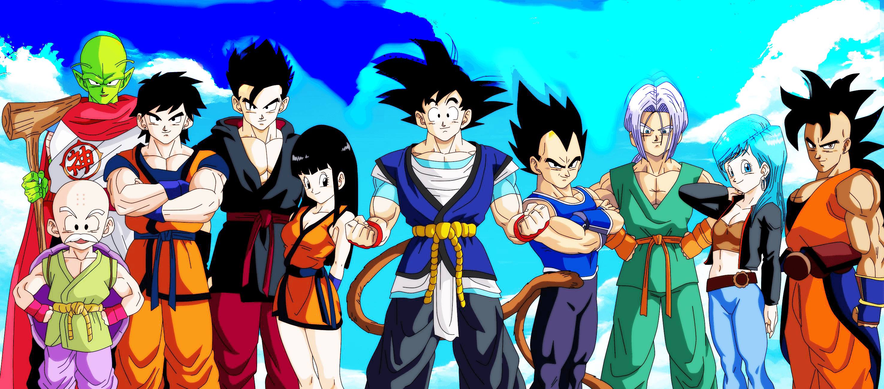 2950x1300 Wallpaper, illustration, anime, cartoon, Dragon Ball GT, Son Goku, Dual Screen