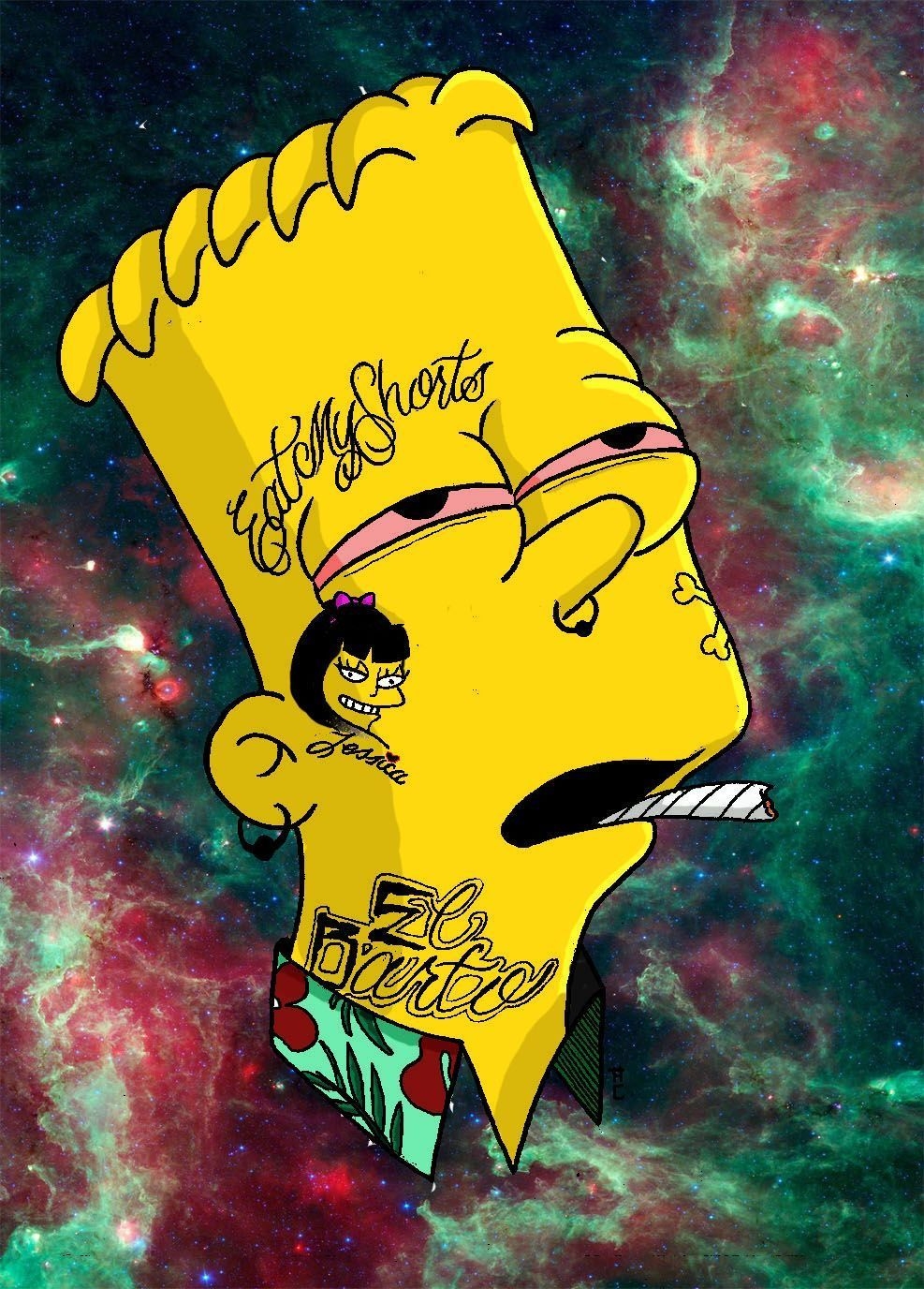 990x1380 Bart Simpson Trippy Wallpaper, Phone