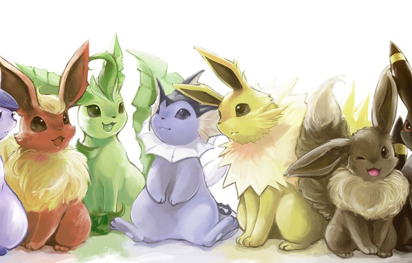 1340x850 Wallpaper anime, pokemon, pokemon, umbreon, flareon, glaceon, jolteon, leafeon, espeon, vareon image for desktop, section прочее, Desktop