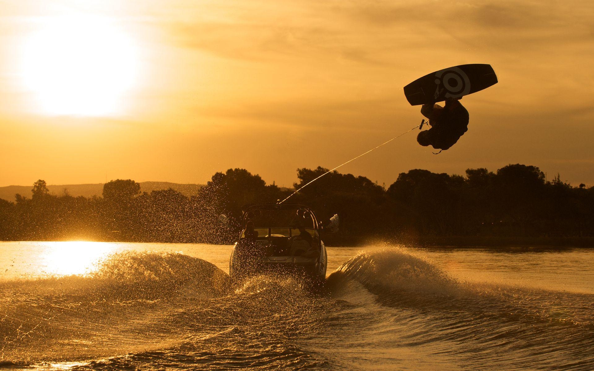 1920x1200 Wakeboarding At Sunset Full HD Wallpaper, Desktop