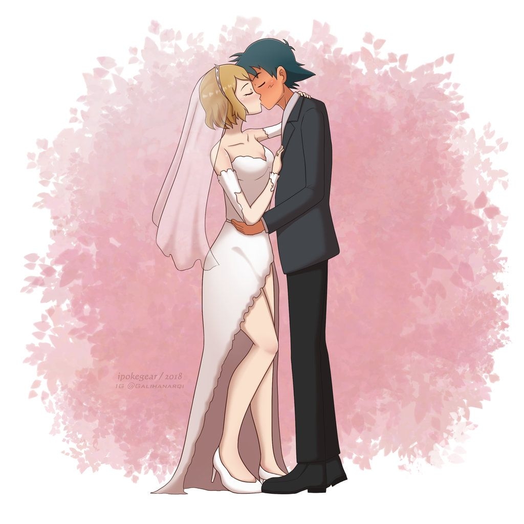 1030x1030 Comm) Ash and Serena's Wedding Kiss by ipokegear. Pokemon ash and serena, Pokemon couples, Ash and misty, Phone