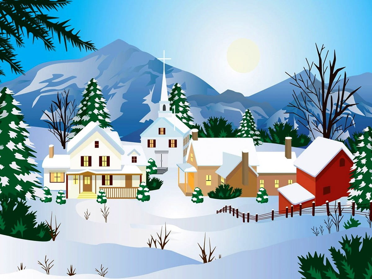 1200x900 Illustration, Christmas Tree, Snow background. FREE Download picture, Desktop