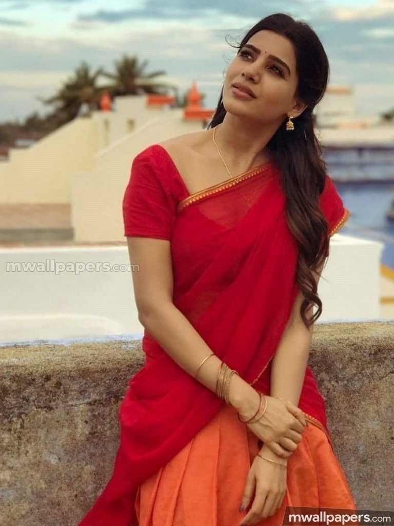 770x1030 Samantha Beautiful HD Photohoot Stills Ruth Prabhu In Red Saree, Phone