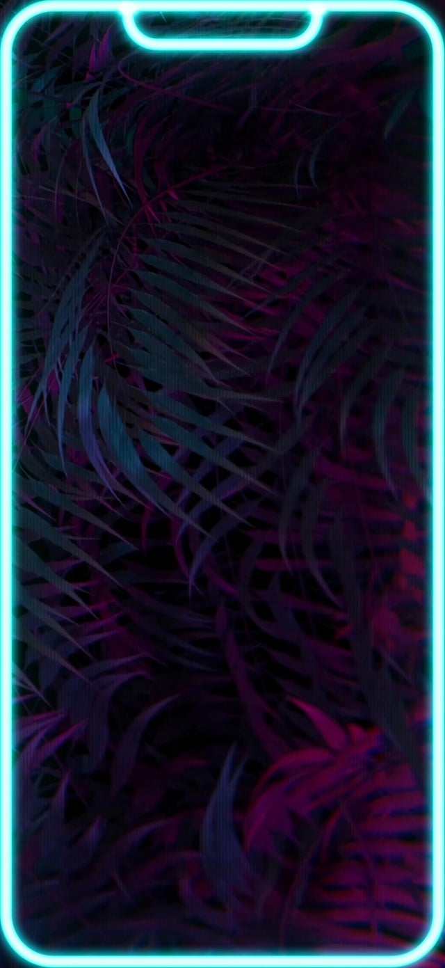 640x1400 Neon Border Vaporware Outrun Wallpaper For IPhone 13 (fits Notch), Phone