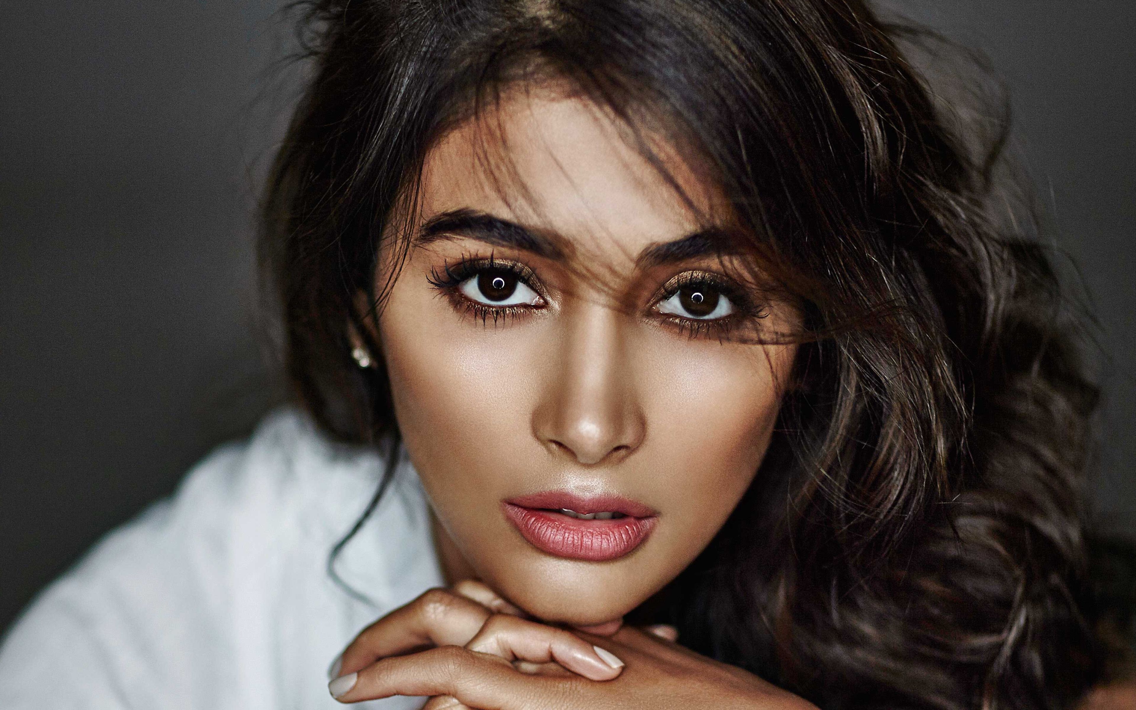 3840x2400 Download Wallpaper Pooja Hegde, Close Up, Bollywood, Photohoot, Portrait, Makeup, Indian Actress, Beauty For Desktop With Resolution. High Quality HD Picture Wallpaper, Desktop