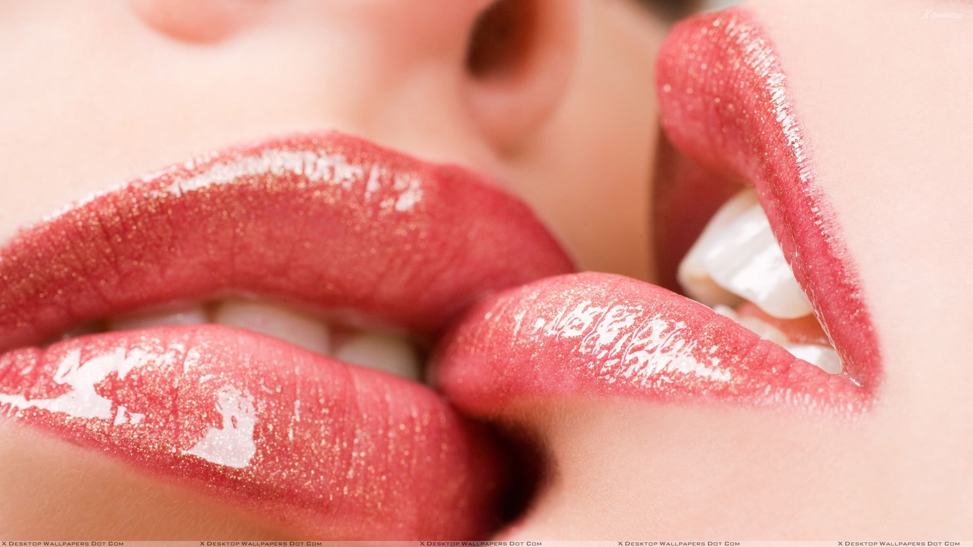 1920x1080 Yummy Red Glossy Lips Closeup Wallpaper, Desktop