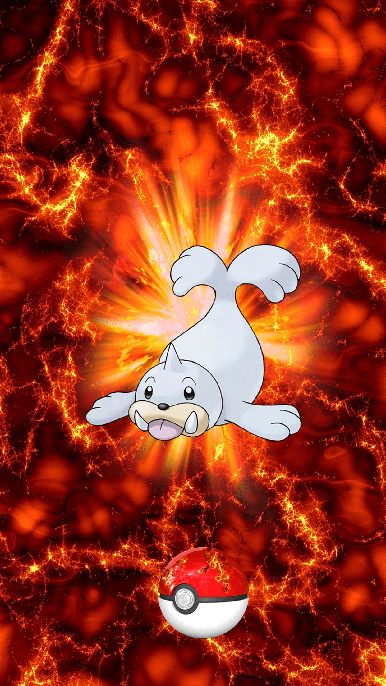 1250x2210 Fire Pokeball Seel Pawou Egg, Phone