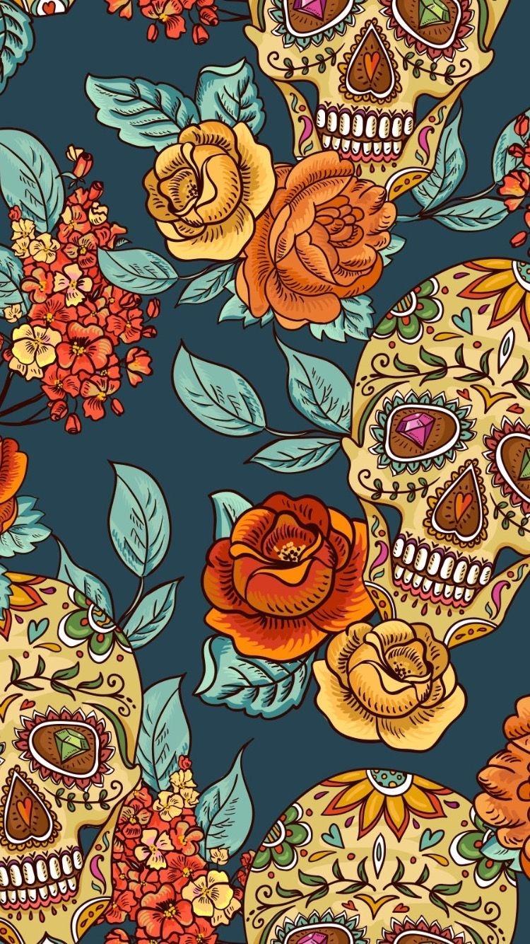 750x1340 Background. Skull wallpaper, Fall, Phone