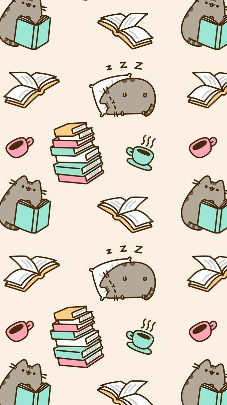 750x1340 Cute pusheen books. Pusheen cat, Pusheen cute, Cute wallpaper for phone, Phone