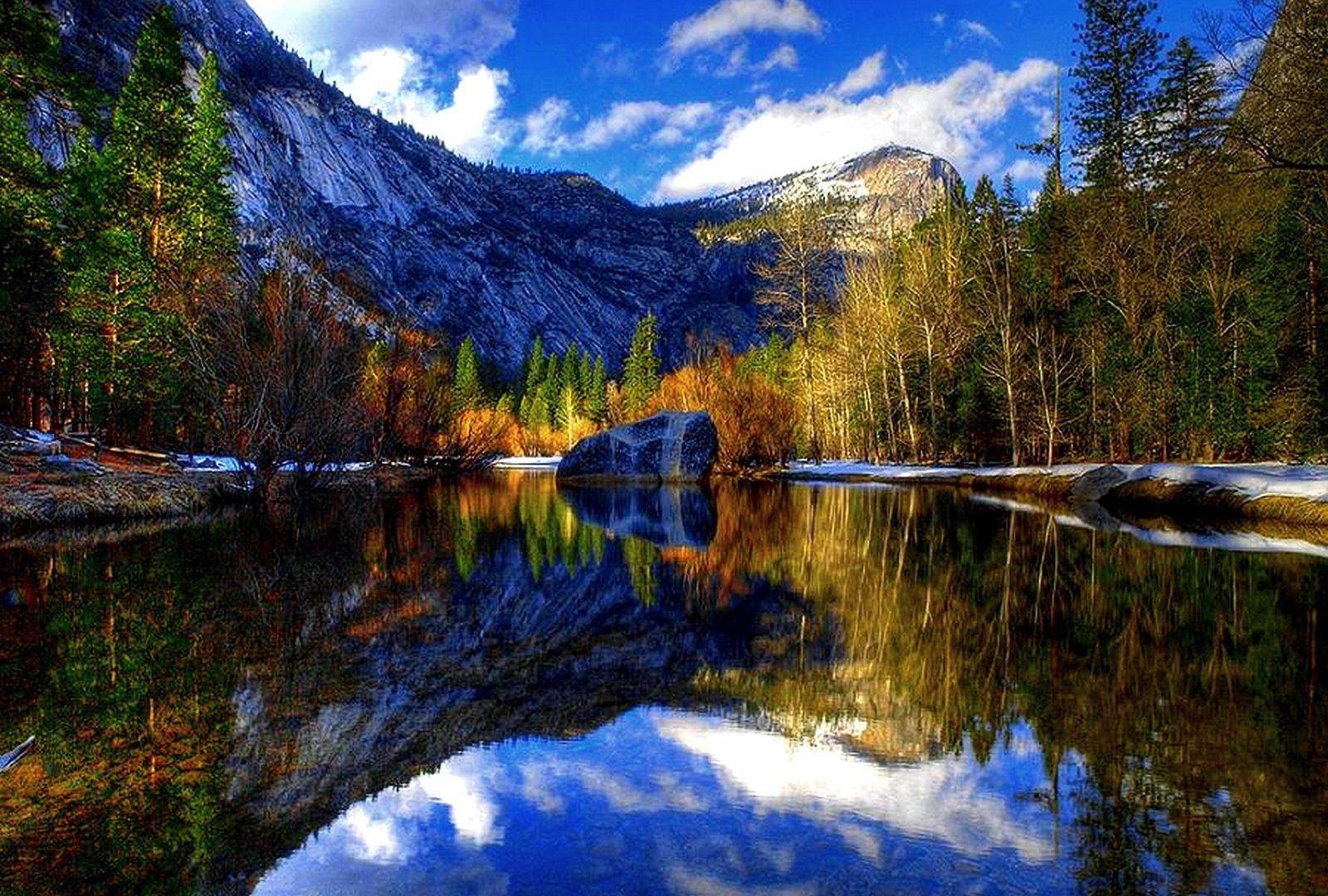 1600x1080 Yosemite Trees Mountain Park Lake National Miror Reflection iPhone, Desktop