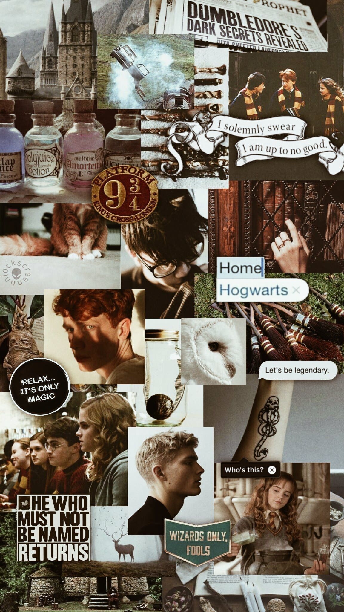 1160x2050 Aesthetic Harry Potter Collage Wallpaper, Phone