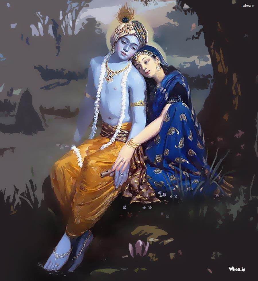 900x980 Radha And Krishna Sad Natural Hand Painting, Phone