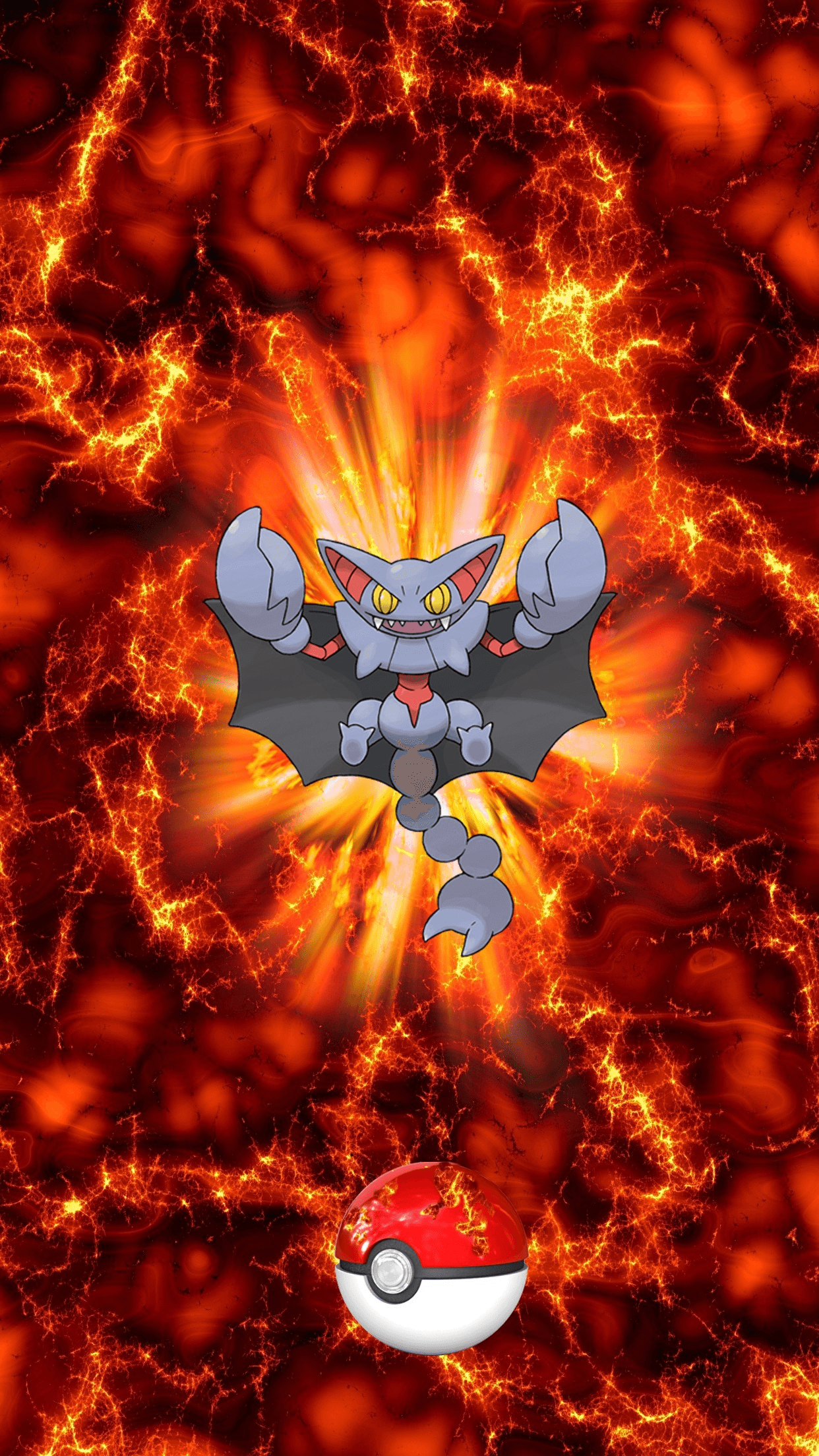 1250x2210 Fire Pokeball Gliscor Glion 2 Gligar, Phone