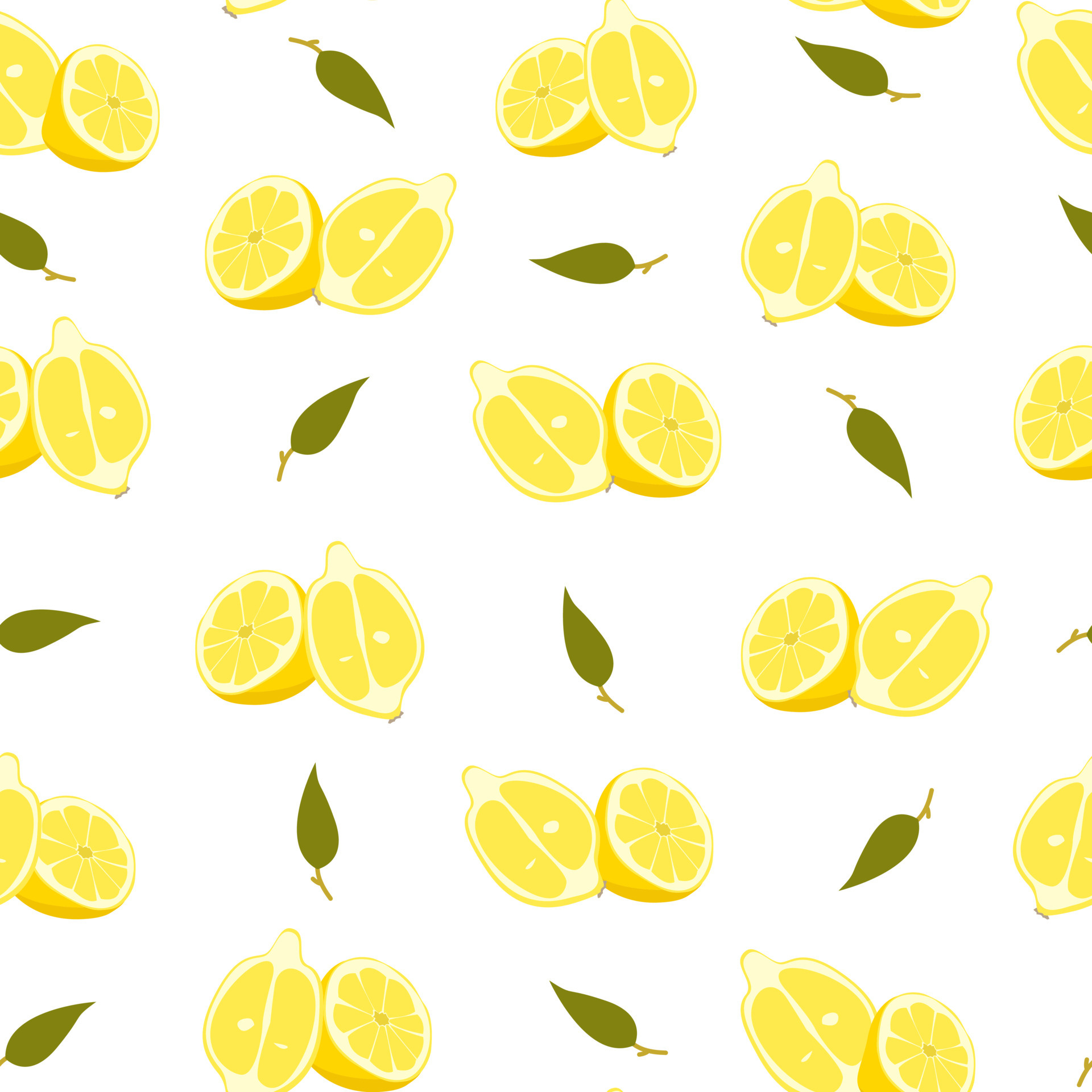 1920x1920 Cute lemon wedge and leaves with white pattern minimalist. Summer texture, textiles, children wallpaper, Phone