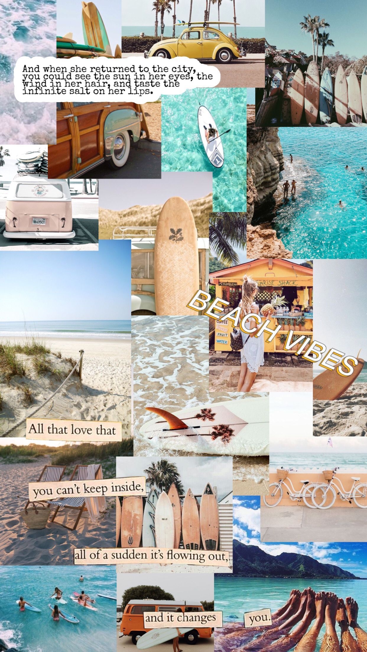 1250x2210 ♡ beachy collage wallpaper ♡. Homescreen wallpaper, Aesthetic pastel wallpaper, Collage background, Phone