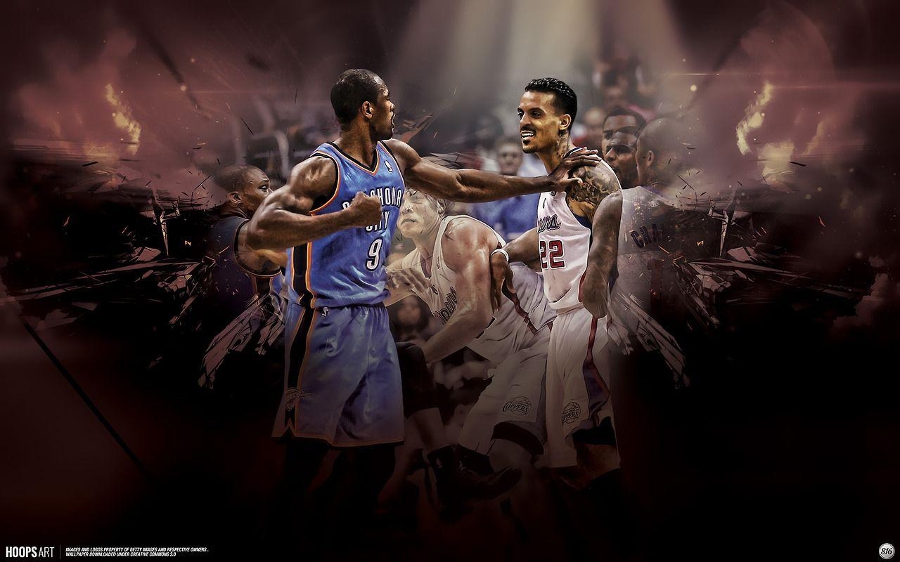 1280x800 Serge Ibaka, Matt Barnes fight wallpaper from HoopsArt.com, Desktop