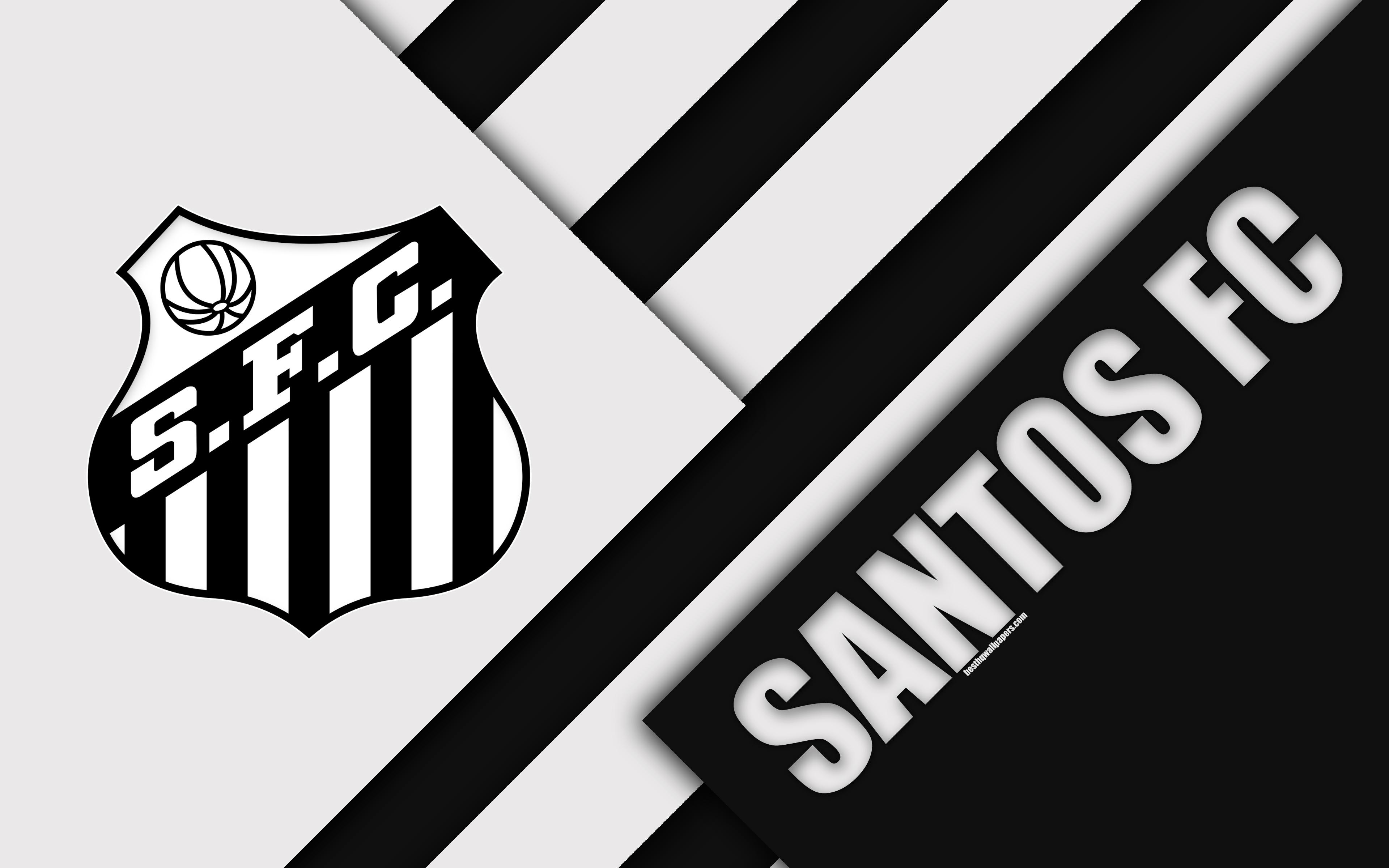 3840x2400 Download wallpaper Santos FC, São Paulo, Brazil, 4k, material, Desktop