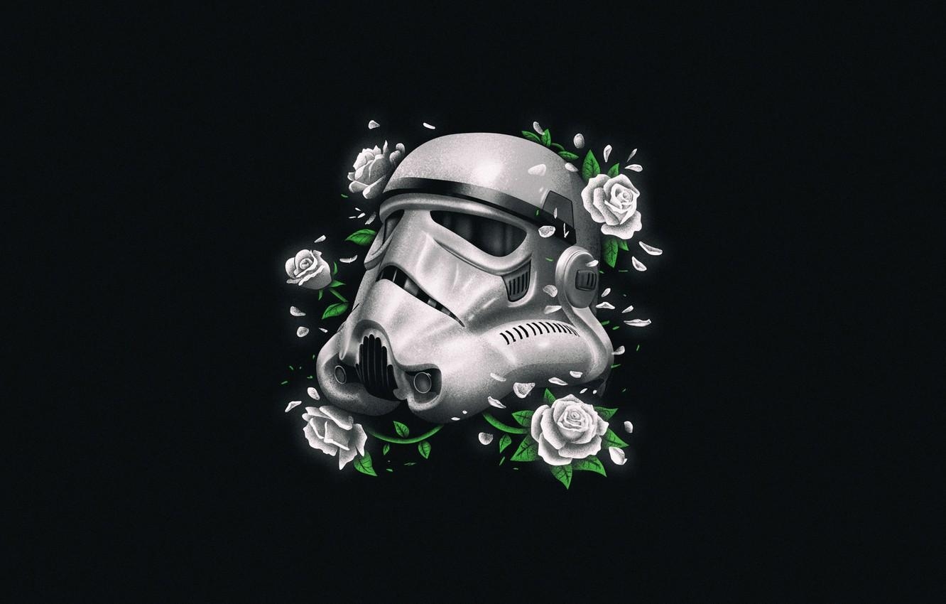 1340x850 Wallpaper Flowers, Minimalism, Star Wars, Helmet, Background, Desktop