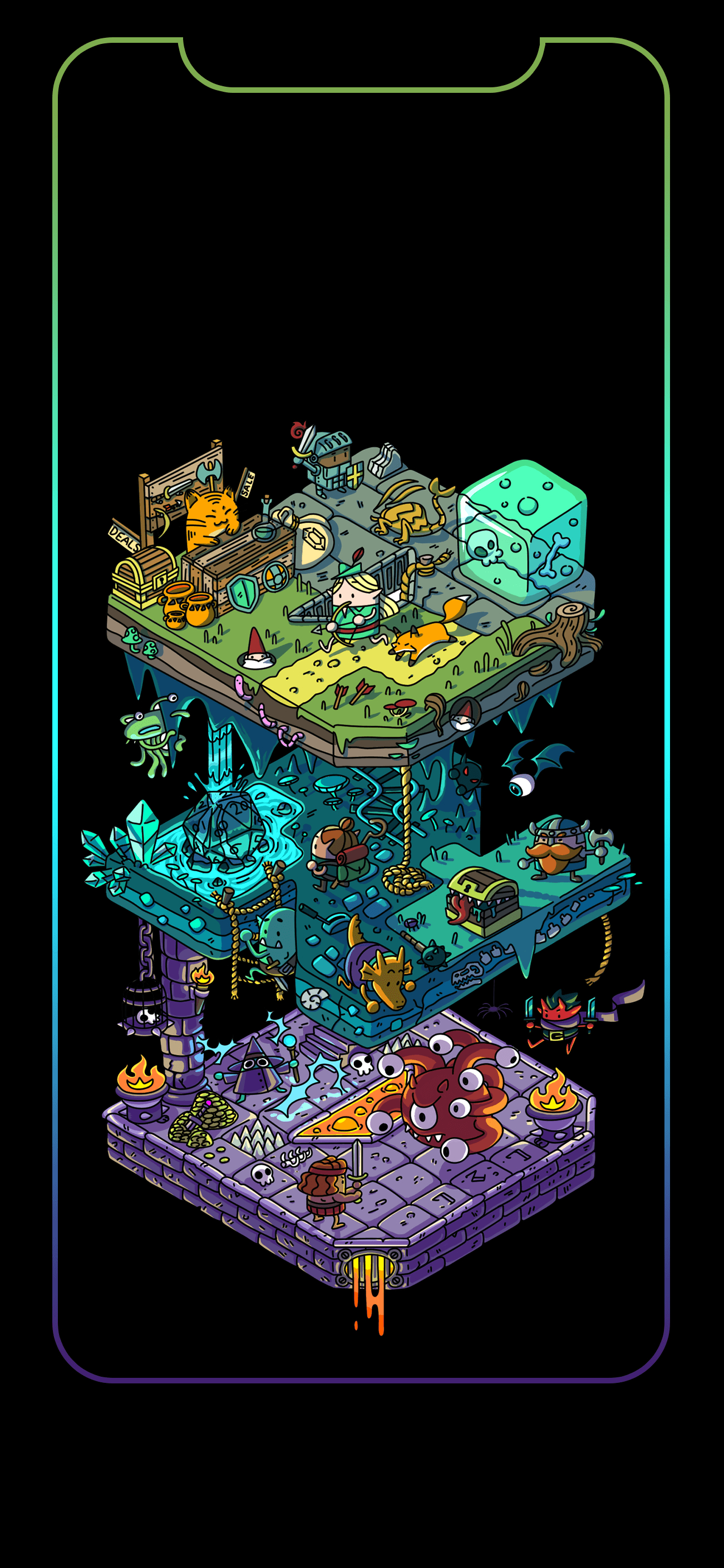 1310x2820 iPhone X Wallpaper based on the isometric DND art by /u, Phone