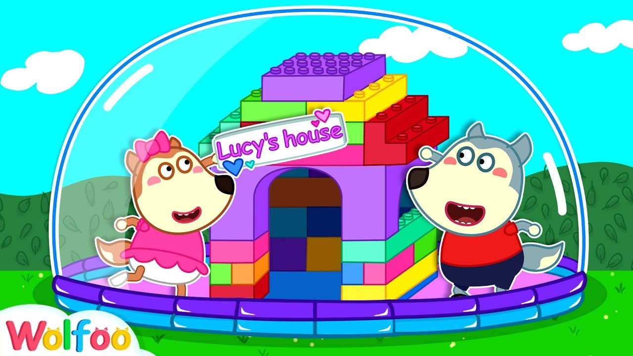 1280x720 Wolfoo Builds Colored Lego Playhouse in Inflatable Playhouse. Wolfoo Family Kids Cartoon. Kids playhouse, Cartoon kids, Giant inflatable, Desktop