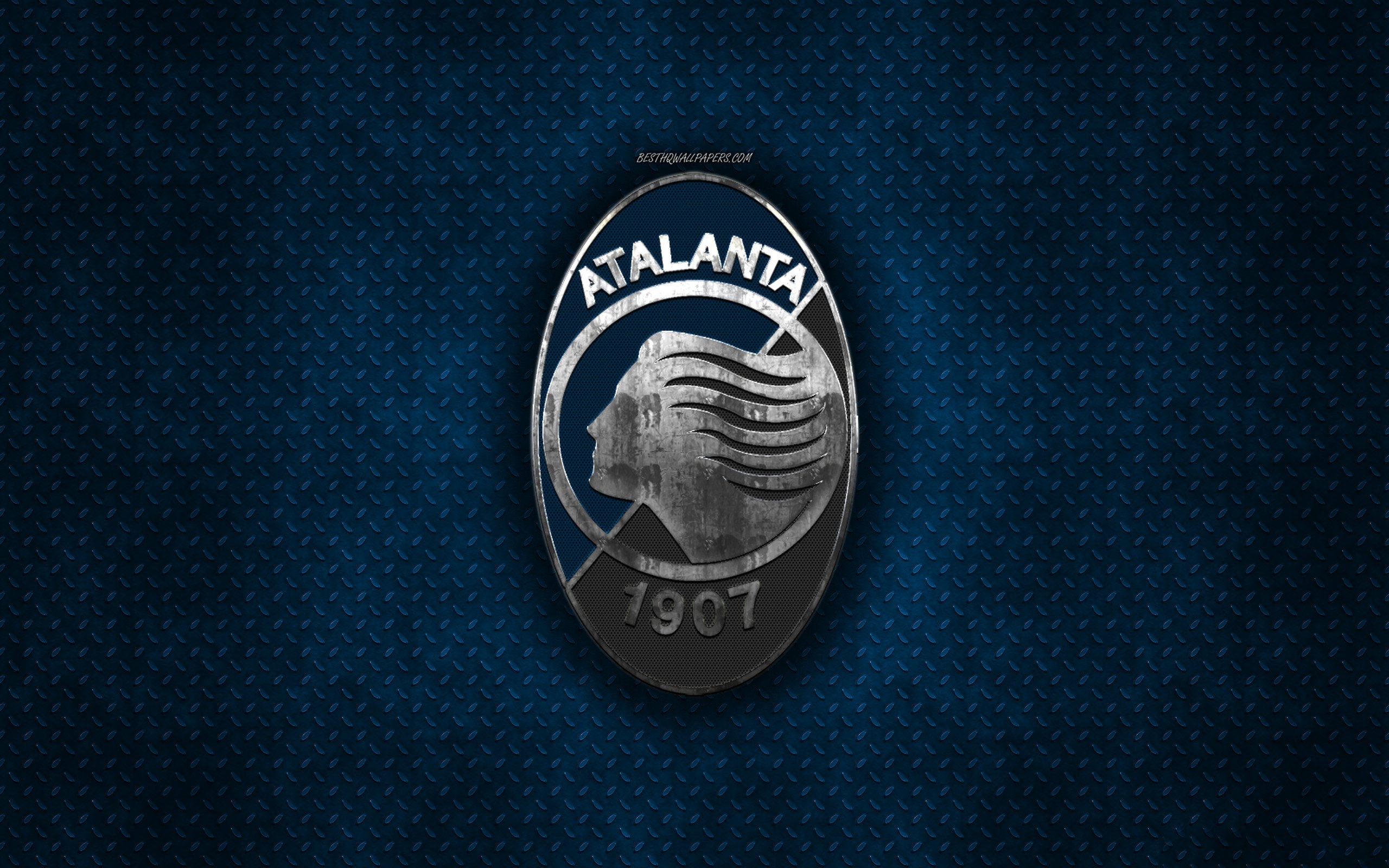 2560x1600 Download wallpaper Atalanta BC, Italian football club, blue metal, Desktop