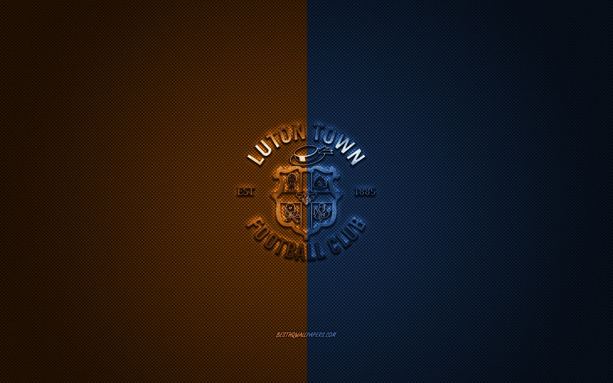 2560x1600 Download Wallpaper Luton Town FC, English Football Club, EFL Championship, Orange Blue Logo, Orange Blue Carbon Fiber Background, Football, Luton, Luton Town FC Logo For Desktop With Resolution. High Quality HD Picture Wallpaper, Desktop