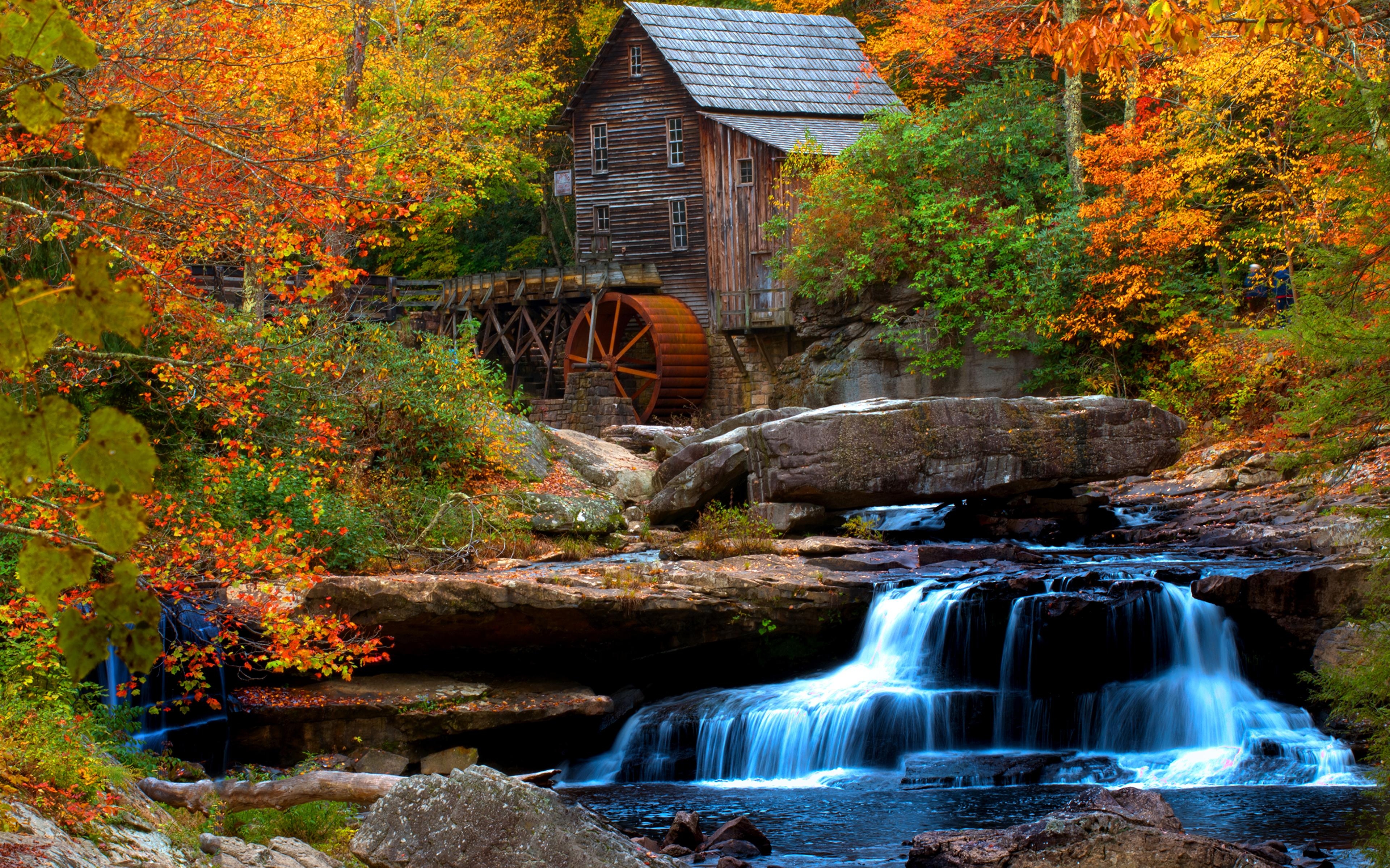 3840x2400 Desktop Wallpaper USA Watermill Creek Babcock State Park, Desktop