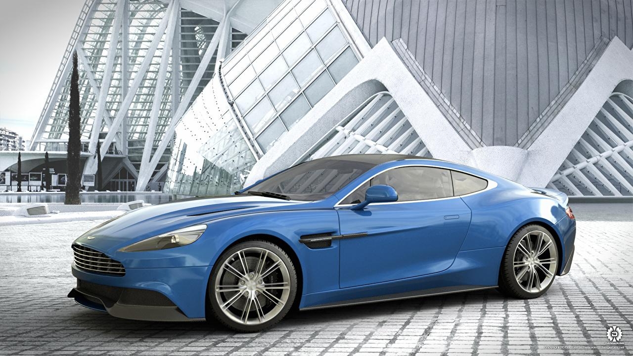 1280x720 image Aston Martin Vanquish Blue Side automobile, Desktop