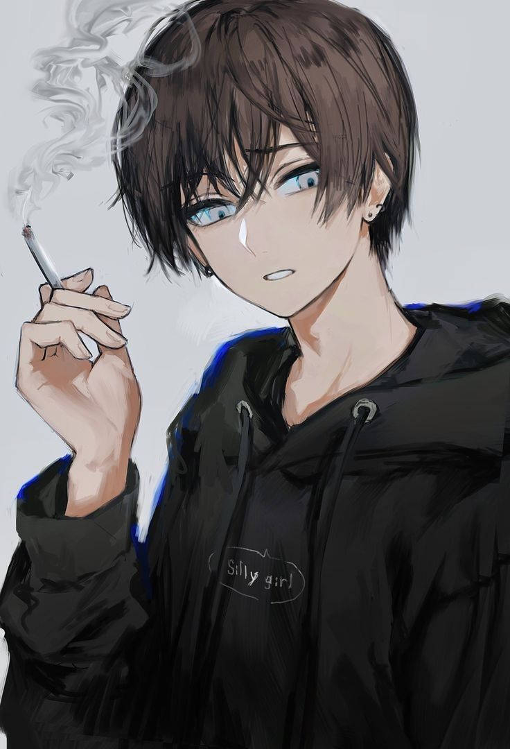 740x1080 Download Anime Boy Dark Smoking Wallpaper, Phone