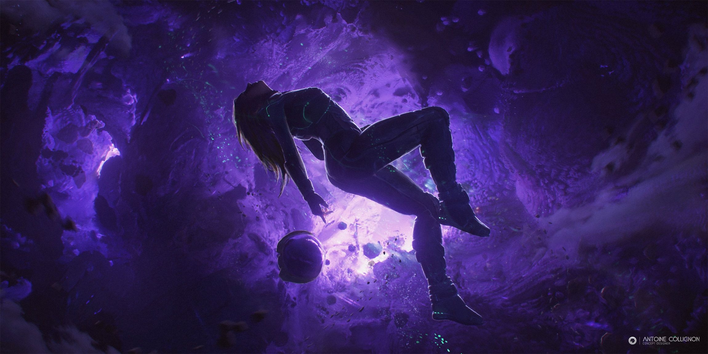 2300x1150 Artistic Girl Purple Space Space Suit, HD Artist, 4k Wallpaper, Image, Background, Photo and Picture, Dual Screen