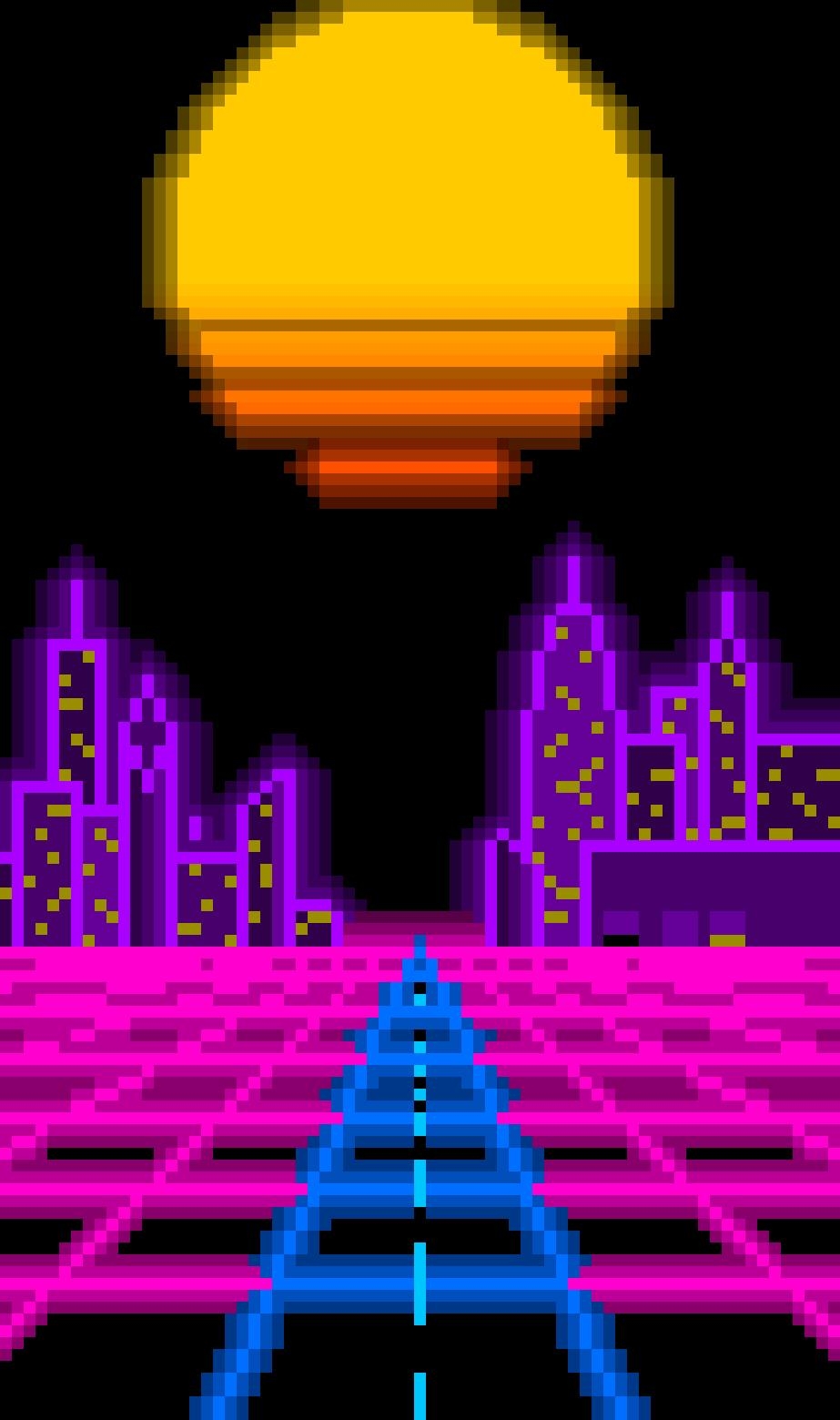 930x1560 I wanted to make a pixel art outrun phone wallpaper. How did I do, Phone