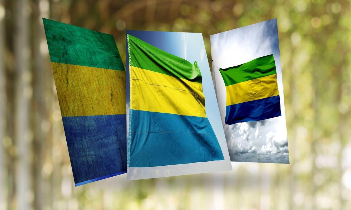 1340x800 Gabon Flag Wallpaper for Android, Desktop