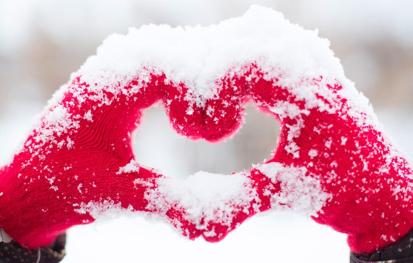 1340x850 Wallpaper love, heart, love, heart, snow, romantic, hands, Desktop