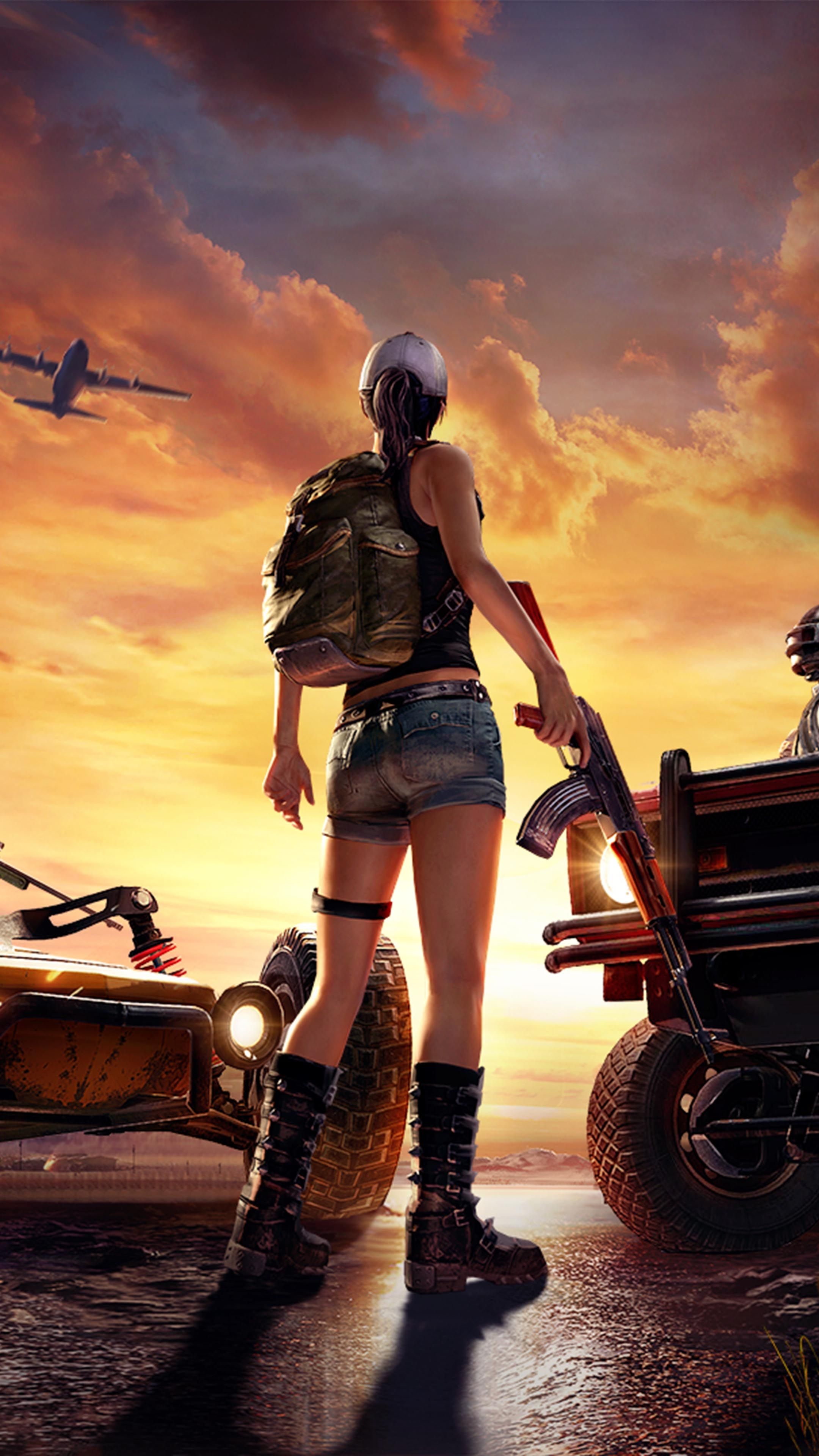 2160x3840 PUBG Girl AKM Sunset 4K Ultra HD Mobile Wallpaper, Phone