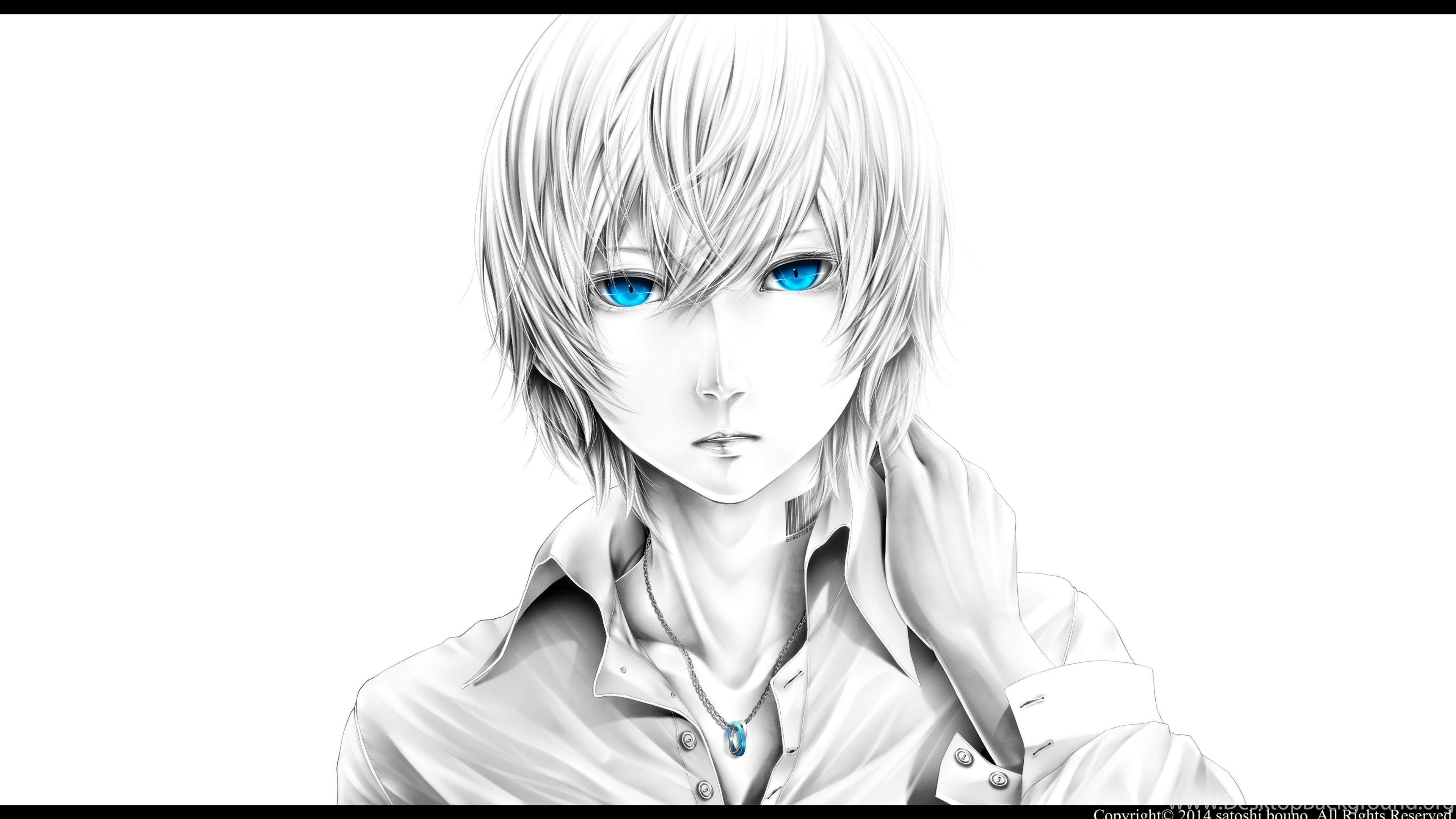 3840x2160 Male Blue Eyes White Background Anime Wallpaper Desktop Background, Desktop