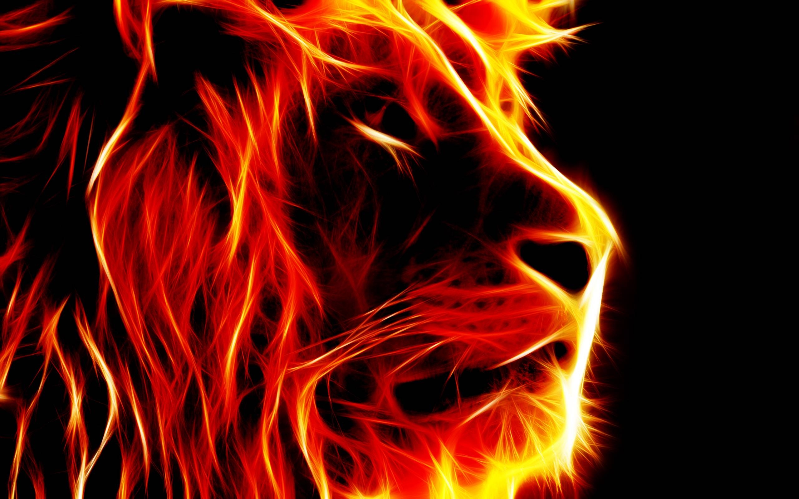 2560x1600 3D Lion Fire Wallpaper, Desktop