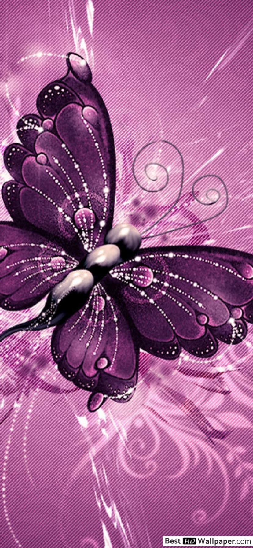 830x1800 Artistic pink butterfly HD wallpaper download, Phone