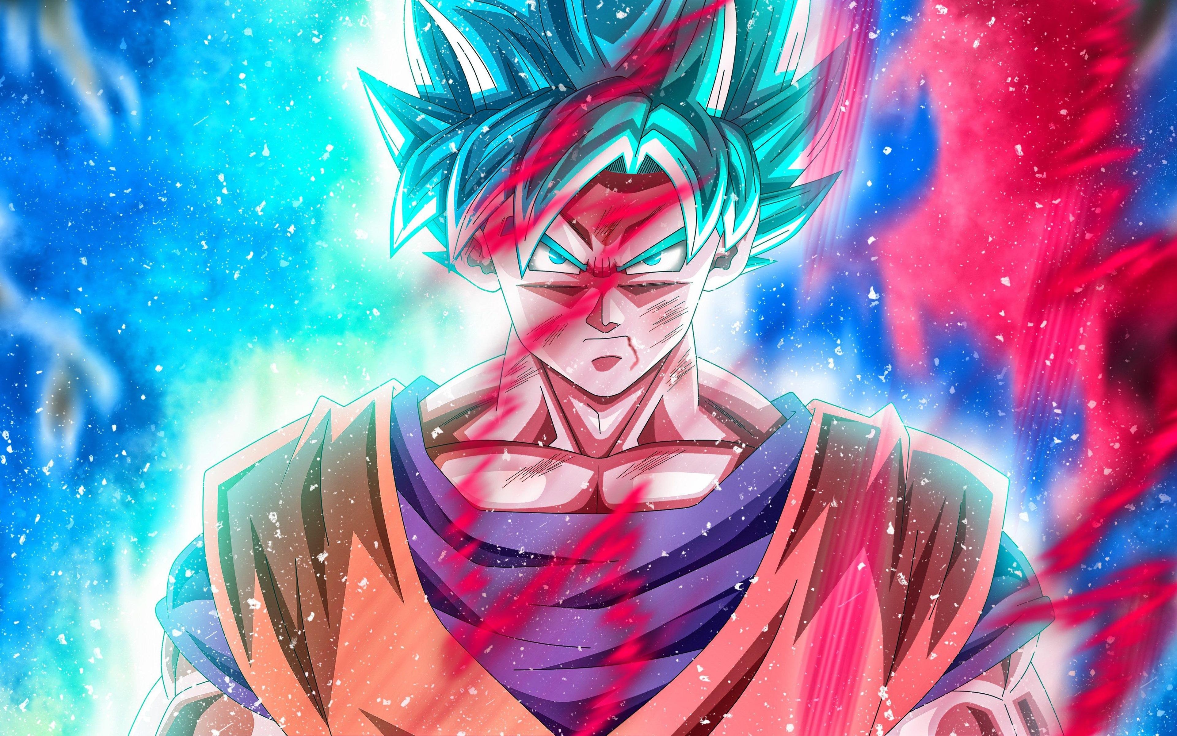 3840x2400 Download wallpaper Super Saiyan Blue, 4k, fire, DBS, Super, Desktop