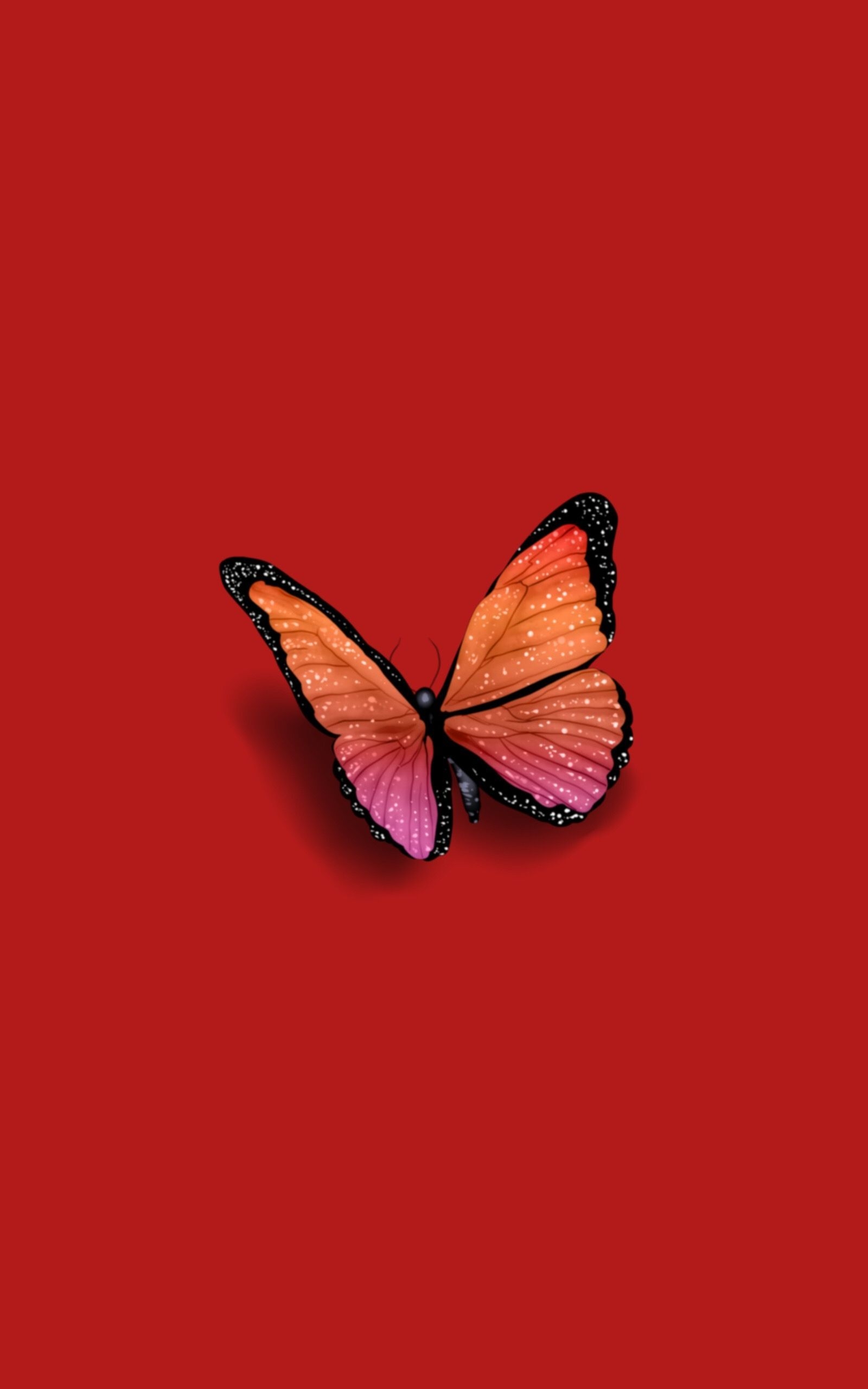 1600x2560 Red butterfly, Phone