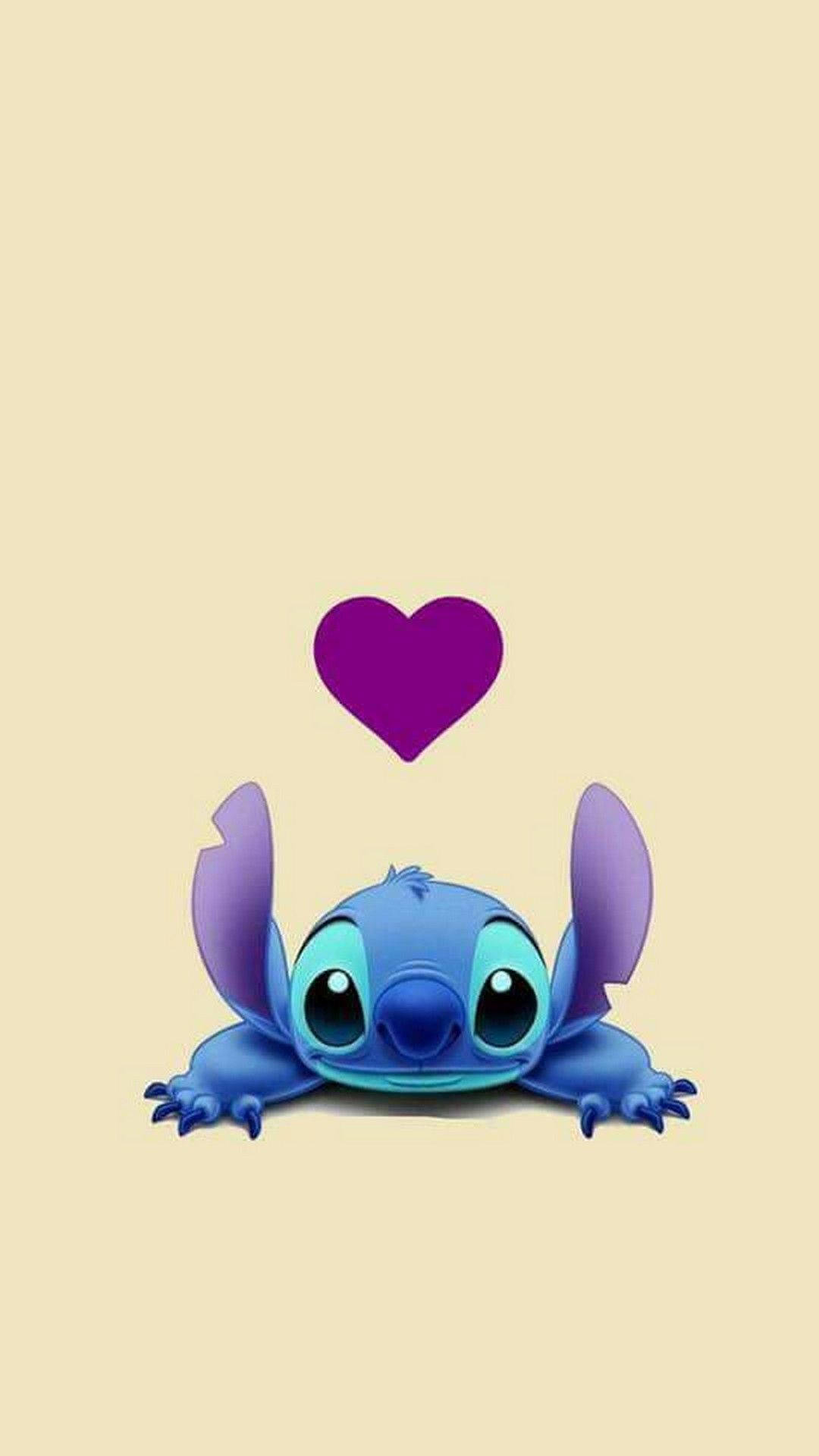 1080x1920 Download Cute Stitch IPhone Violet Heart Wallpaper, Phone