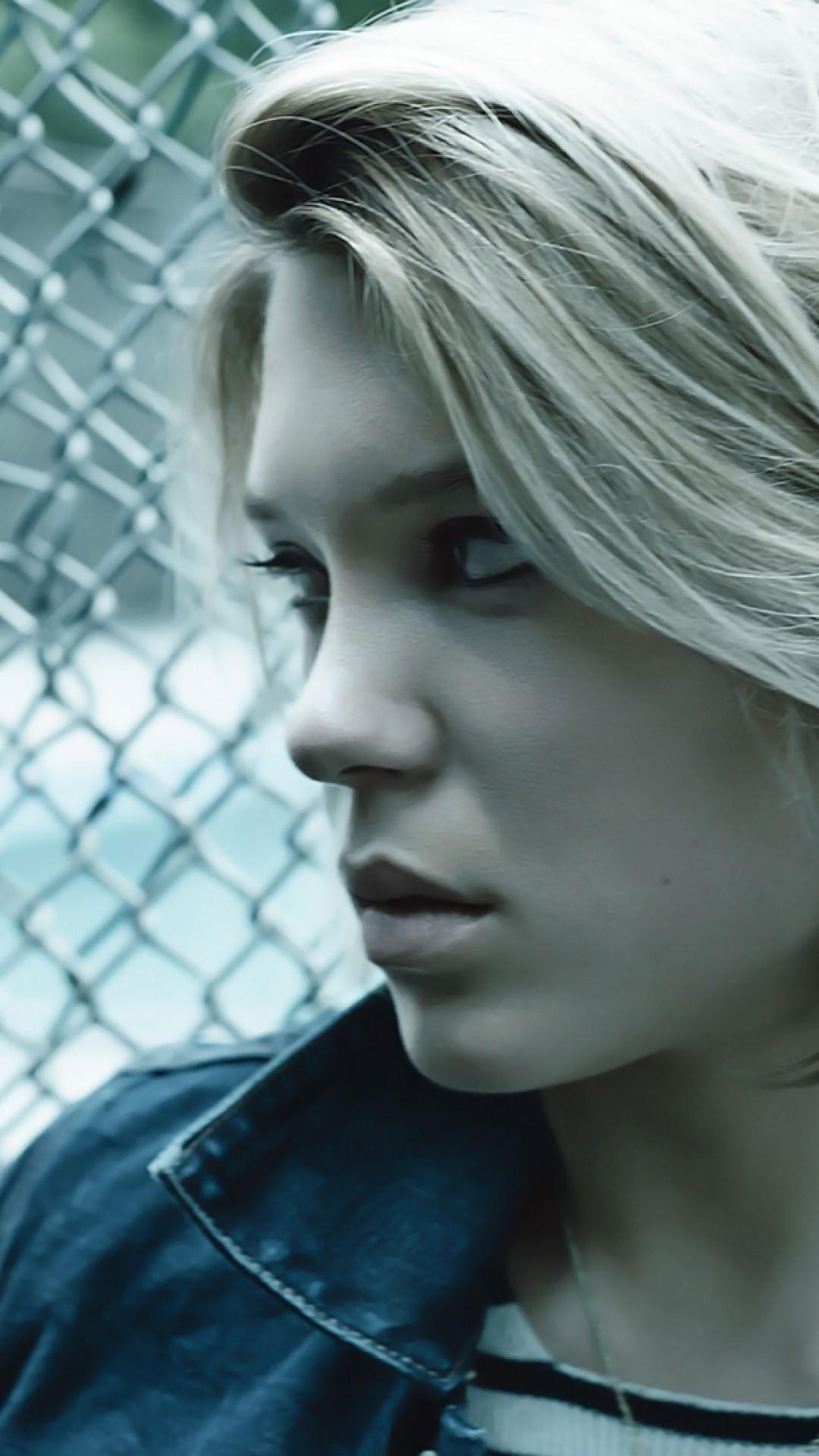 1080x1920 Download  Lea Seydoux, French Actress, Blonde, Fence, Phone