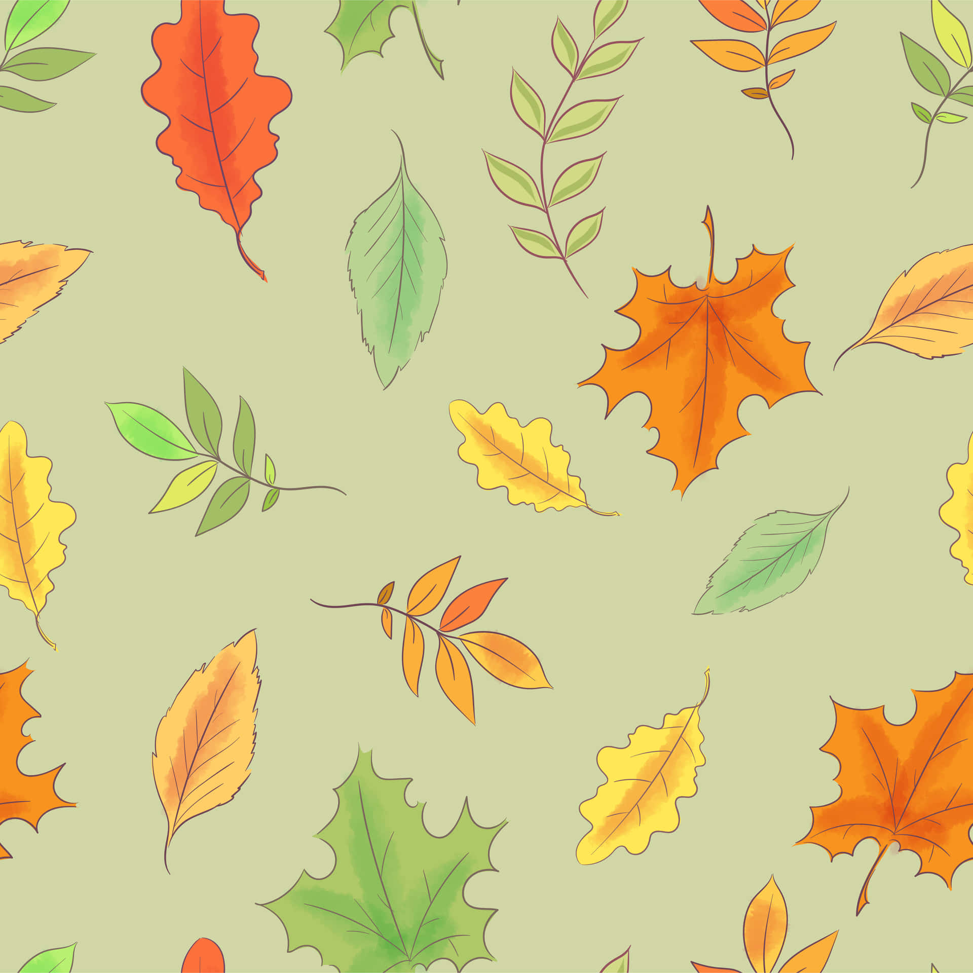 1920x1920 Download Autumn Leaves Seamless Pattern, Phone