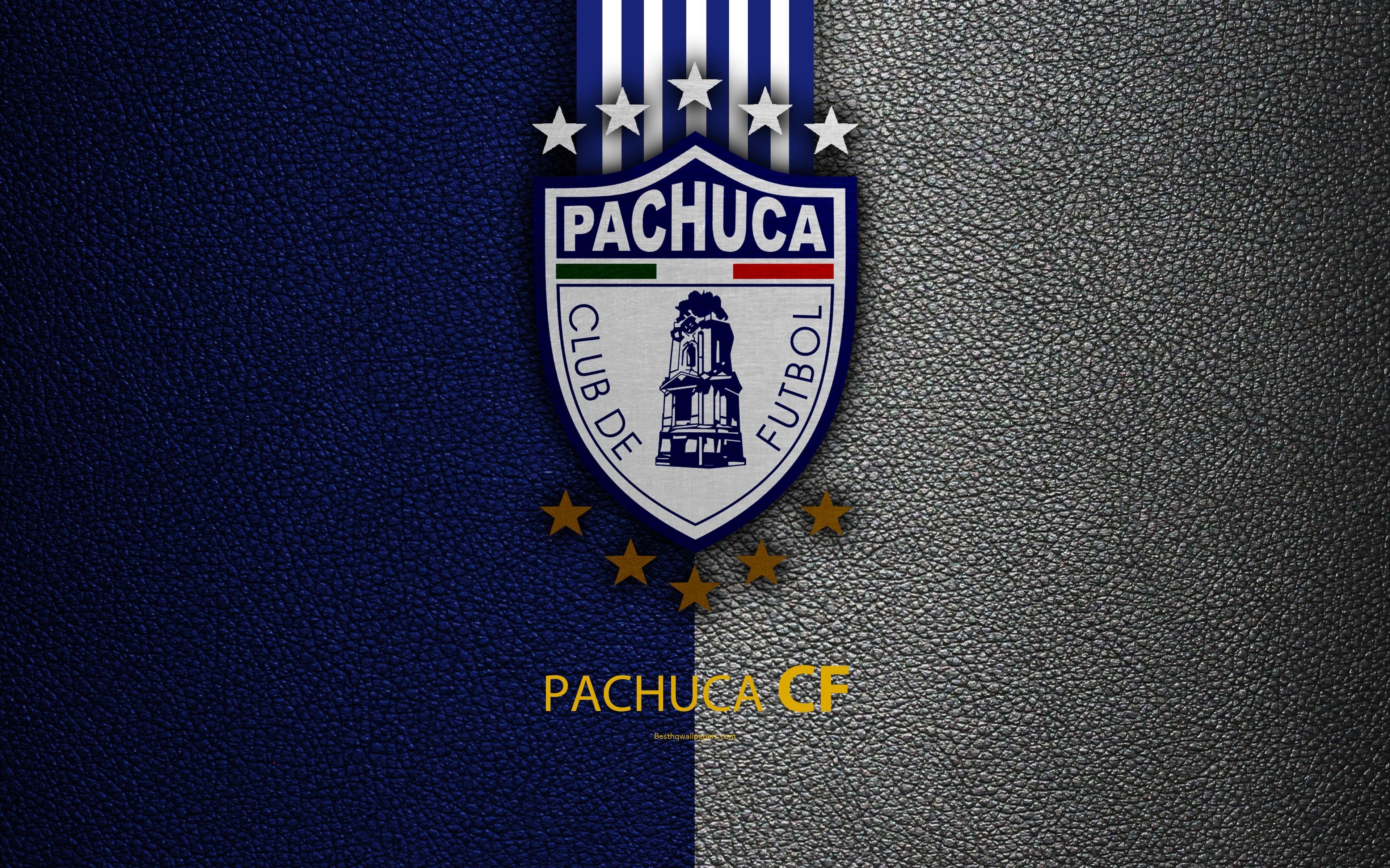 3840x2400 Download wallpaper CF Pachuca, 4k, leather texture, logo, Mexican, Desktop